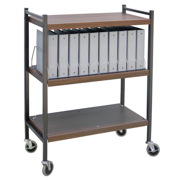 Omnimed Std Vertical Open Chart Rack 3 Shelves 10 Binder Capacity in Woodgrain 260001-WG - main